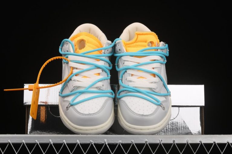 Off White X Nike Dunk Low 02 Of 50 Sail Neutral Grey With Blue Laces