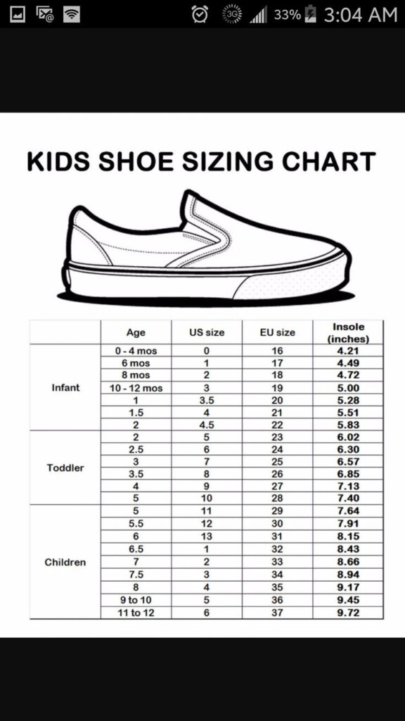 Old Navy Printable Shoe Size Chart