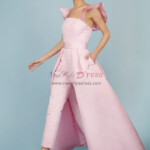 Pink Satin Bridal Jumpsuits Spring Wedding Pants Dresses With