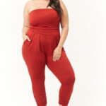 Plus Size Ruched Strapless Jumpsuit Strapless Jumpsuit Plus Size