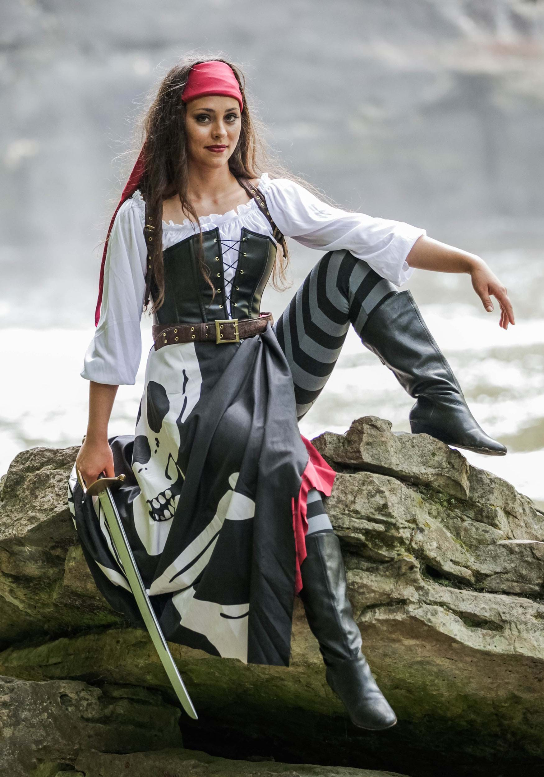 Plus Size Women S Skeleton Flag Rogue Pirate Costume Size 4429