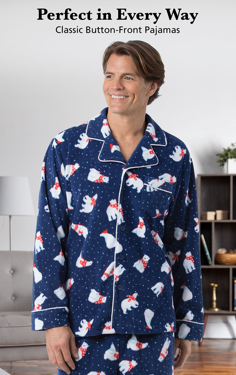 Polar Bear Fleece Men s Pajamas In Fleece Pajamas For Men Pajamas For 