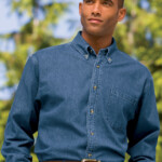 Port Authority Denim Dress Shirt Button Down Heavyweight Port