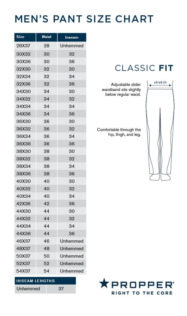 Propper Men s Pant Size Chart Uniform Tactical Supply