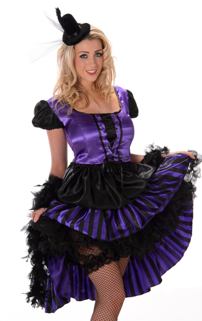 Purple And Black Saloon Girl Ladies Costume TV Book And Film 