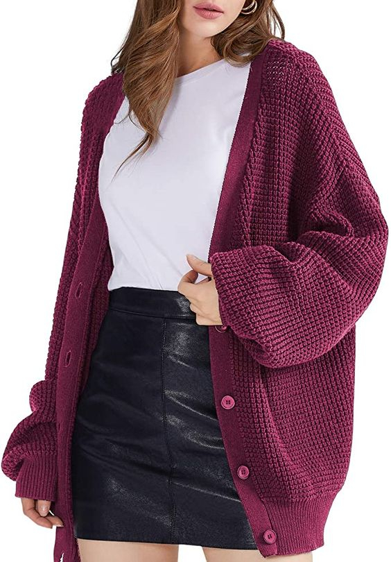 QUALFORT Women s Cardigan Sweater 100 Cotton Button Down Long Sleeve 