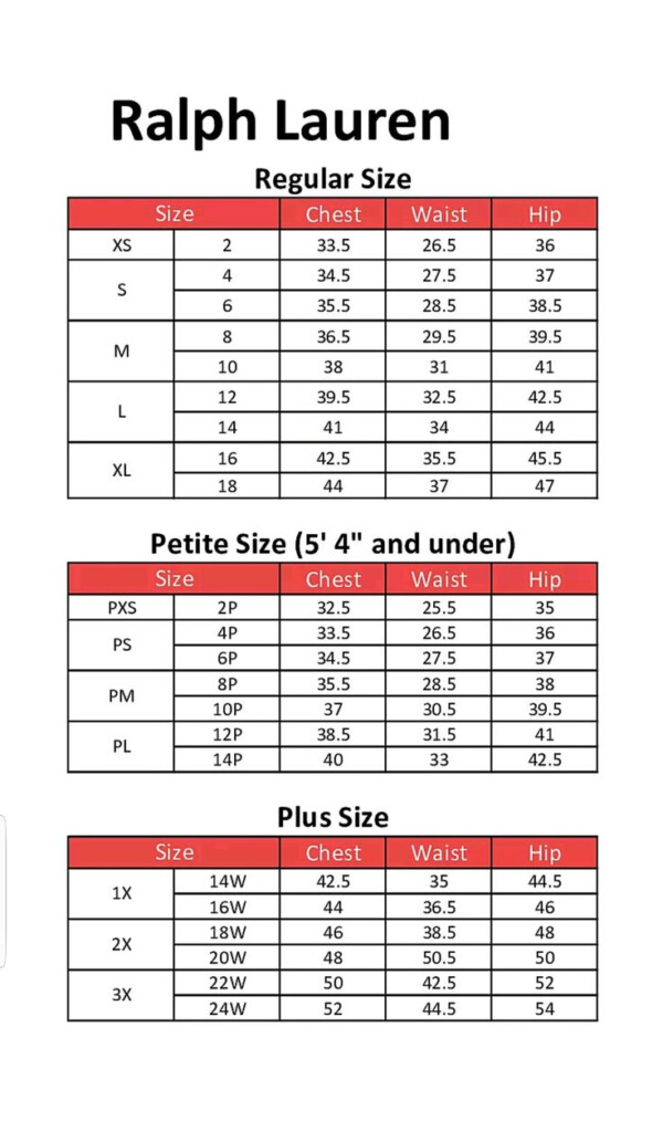 Ralph Lauren Clothing Size Chart Ralph Lauren Outfits Ralph Lauren 