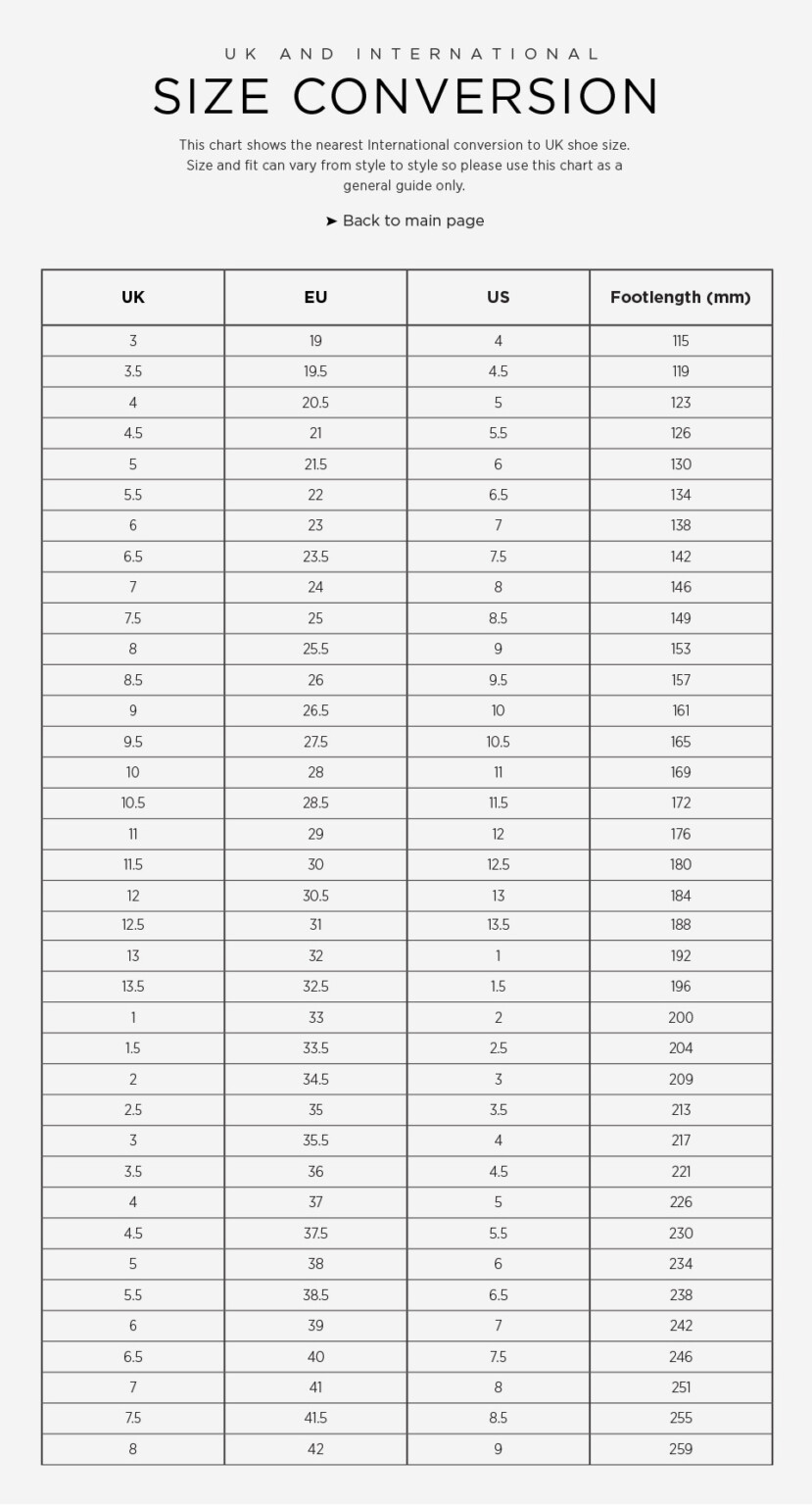 Shoe Size Chart Colombia Usa