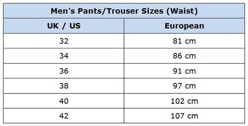 Shop Abroad With These Clothing Size Conversion Charts Mens Pants 