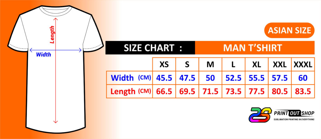 SIZE CHART MEN T SHIRT ASIAN SIZE PrintOut Shop