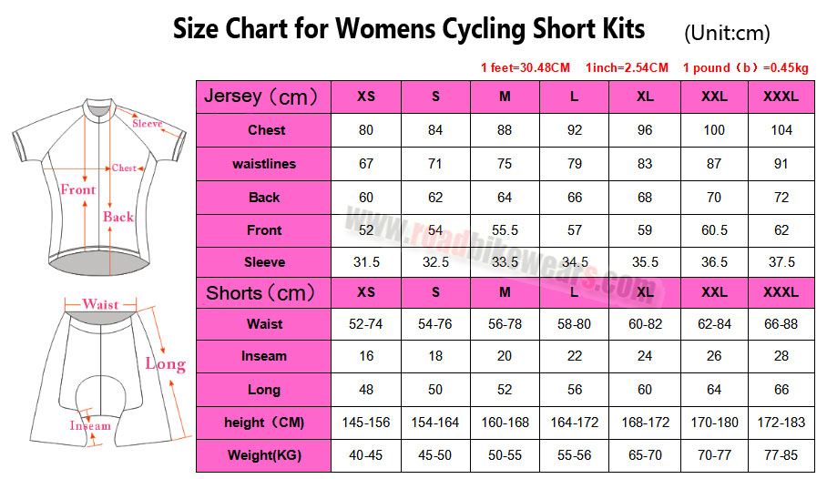 Size Chart Road Bike Wear Store