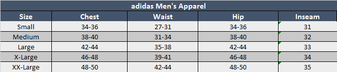 Sizing Chart Soccer Village