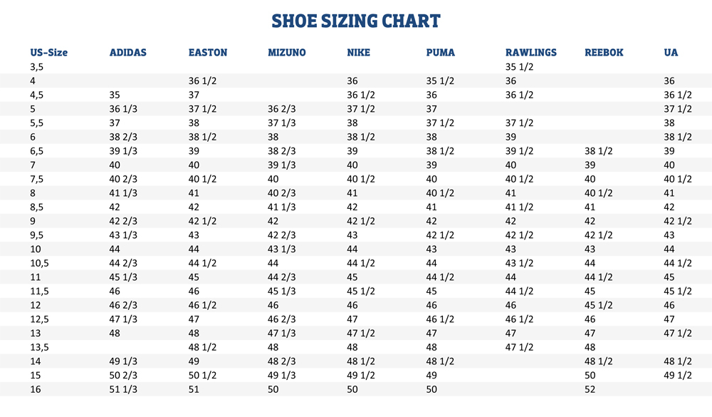 Sizing Charts American Football Equipment Baseball Softball