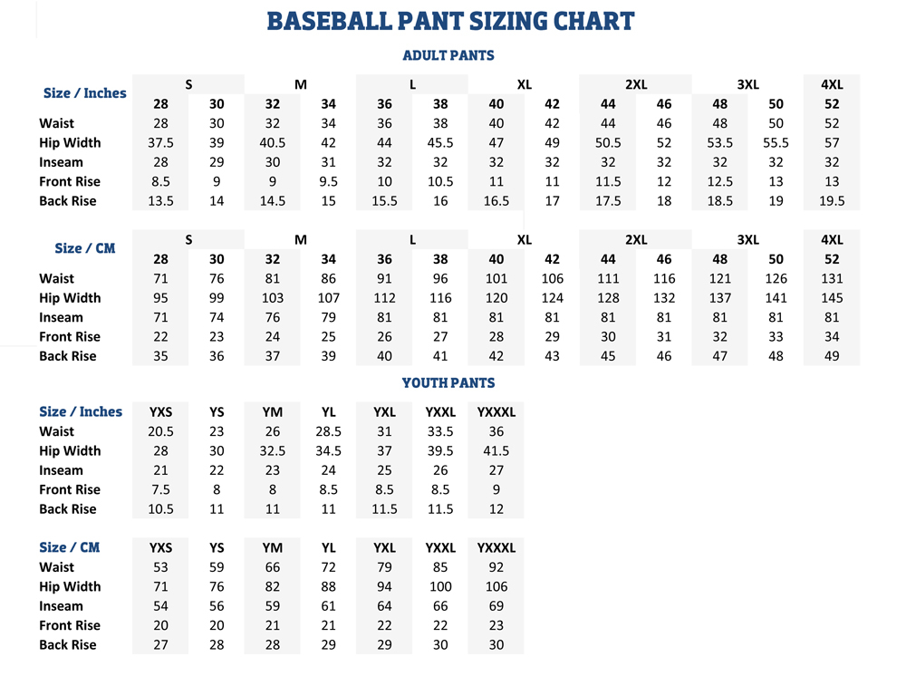 Sizing Charts Forelle Teamsports American Football Baseball