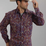 Stetson Mens Multicolored Medallion Paisley Long Sleeve Snap Front