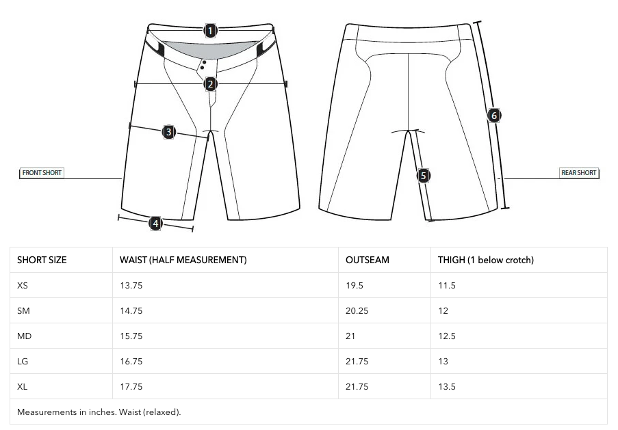 Women's Shorts Size Chart