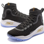 Under Armour UA Curry IV 4 Youth Big Kids Basketball Shoes Black White