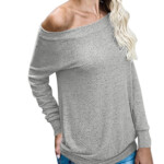 Wholesale Gray Women s Off Shoulder Tunic Top