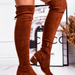 Women s High Boots Over The Knee Eco suede Camel Can t Stop Cheap And
