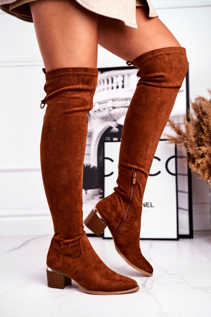 Women s High Boots Over The Knee Eco suede Camel Can t Stop Cheap And 